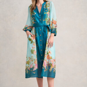 Border Printed Dress - Shell Print