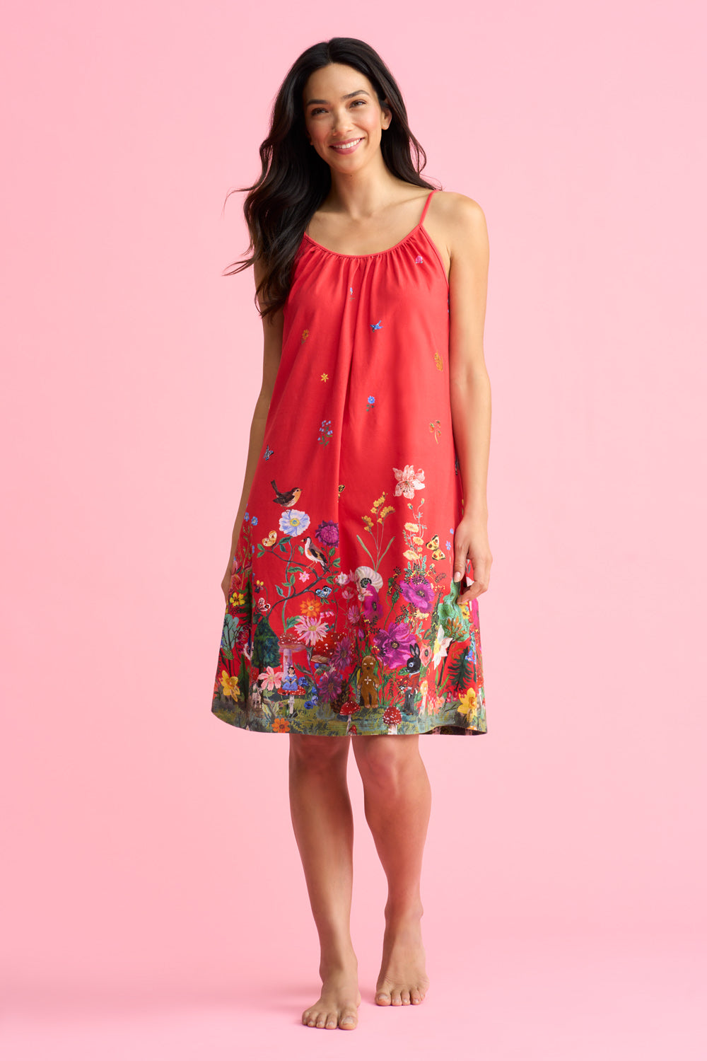 Nathalie Lété Cami Dress - Forest Red Print