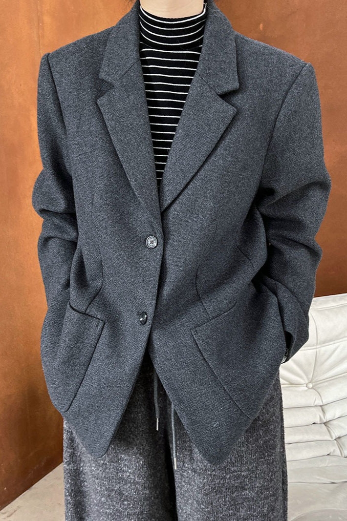 Wool Blend Relaxed Fit Blazer