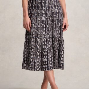 Jacquard Knit Skirt - Floral Jacquard