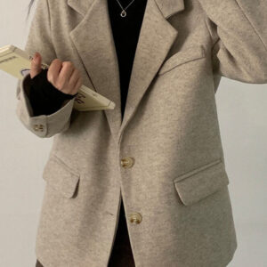 Wool Blend Oversized Longline Blazer