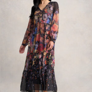 Georgette Print Dress - Midnight Floral