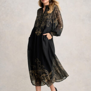 Border Print Dress - Paisley Border Print