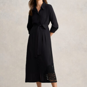 Lace Insert Dress – Black