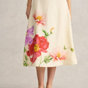 Ramie A-Line Skirt – Poppy Print